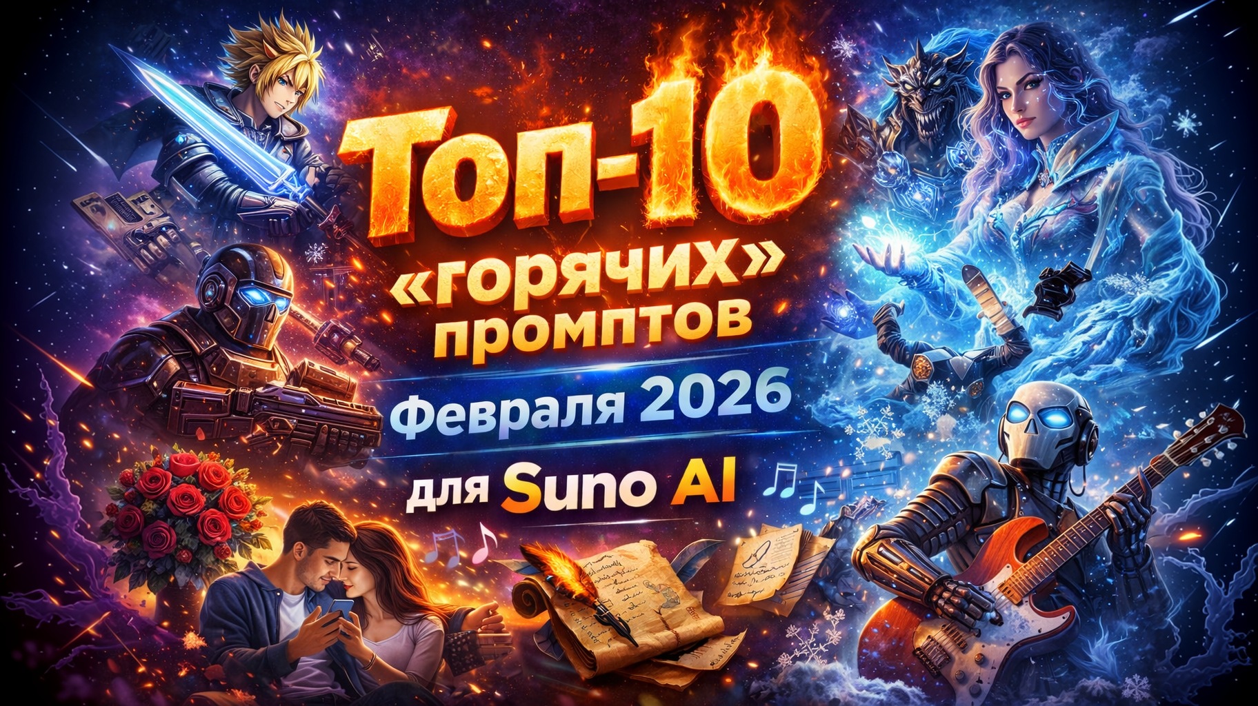 Топ-10 «горячих» промптов февраля 2026 для Suno AI