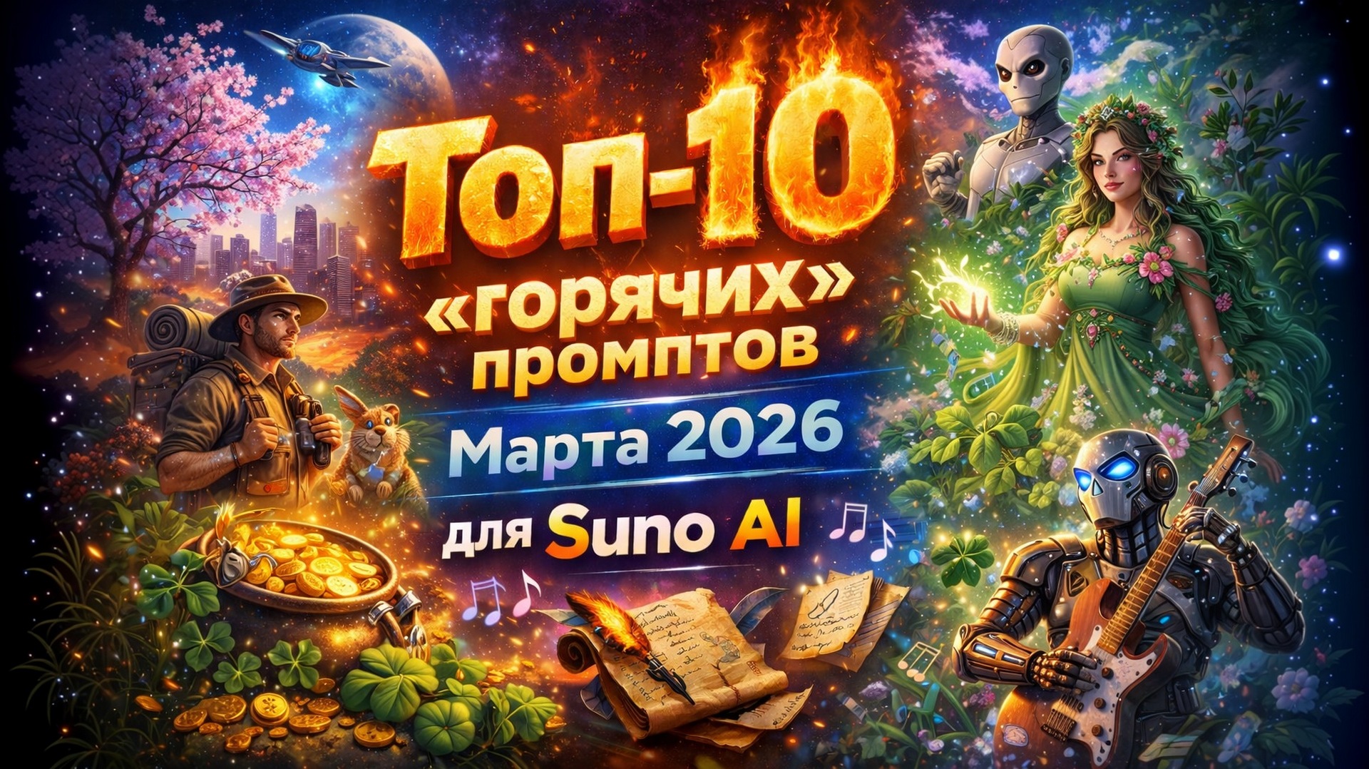 Топ-10 промптов Suno AI на март 2026: Весенние хиты и тренды