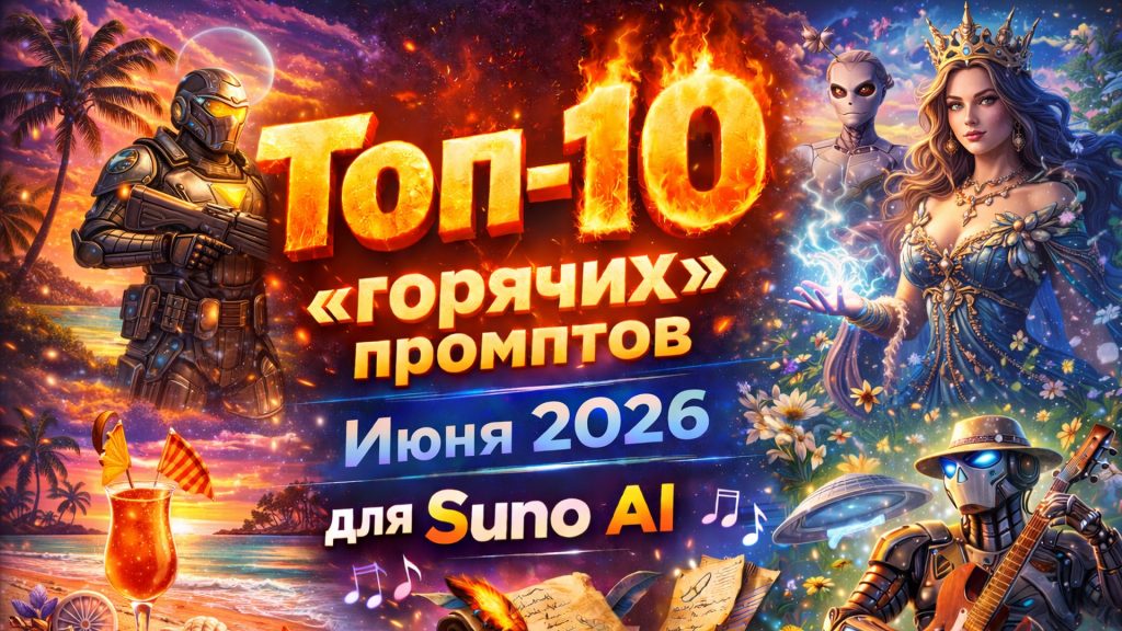 Топ-10 «горячих» промптов июня 2026 для Suno AI