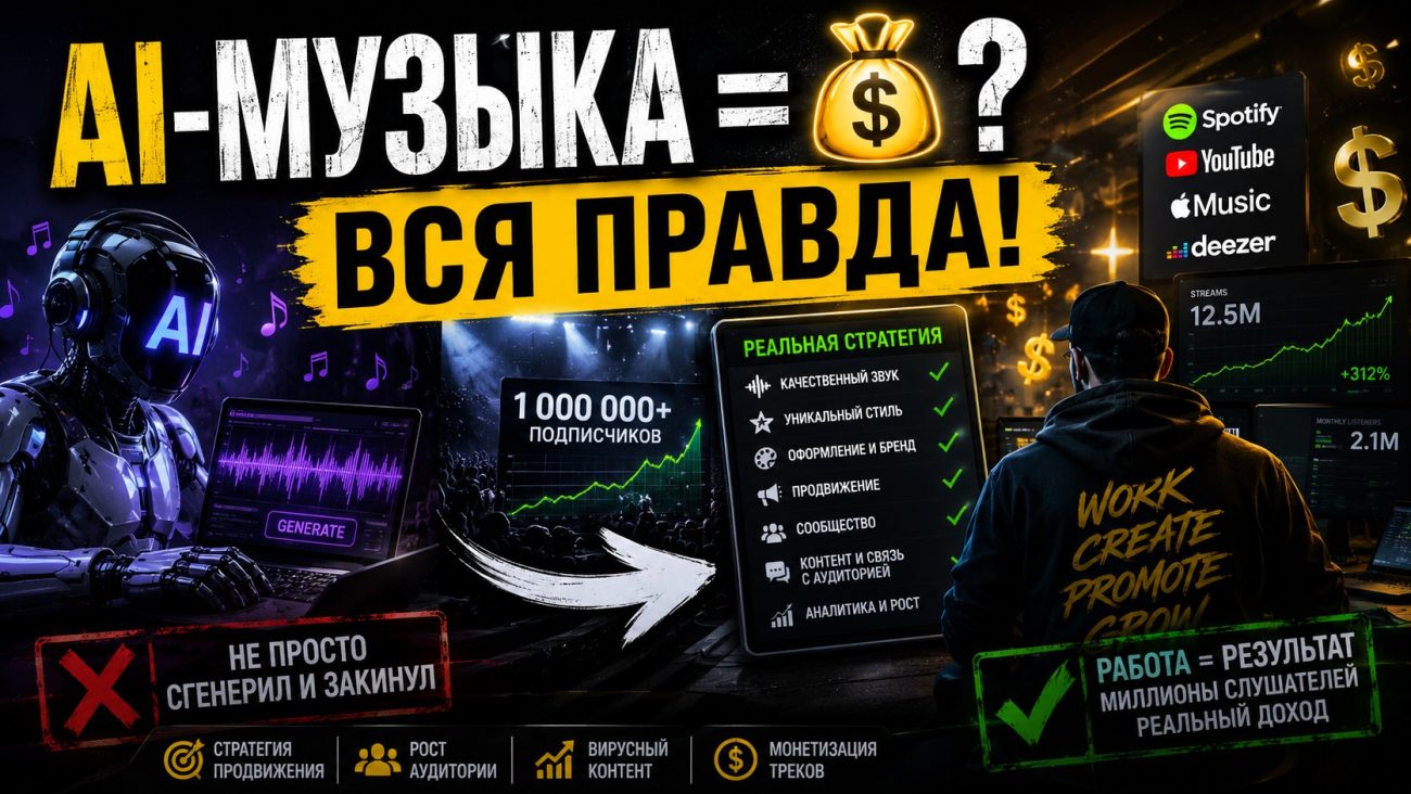 AI-музыка = 💸? Вся правда о миллионах прослушиваний в Suno