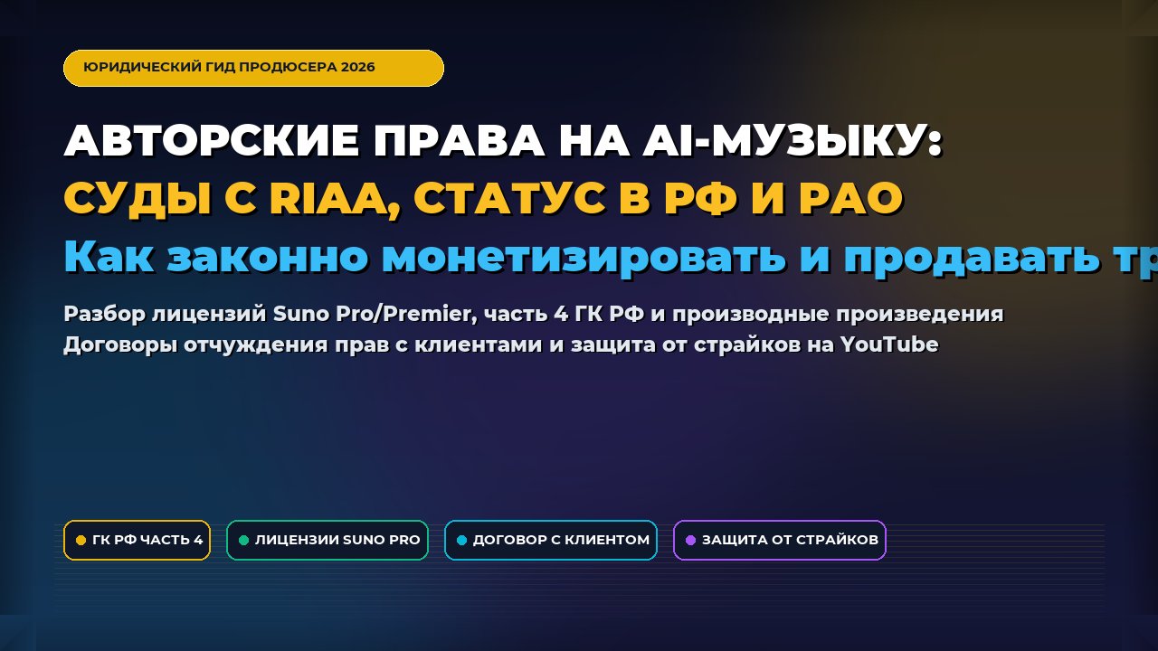 Авторские права на AI музыку Suno и Udio в 2026 году